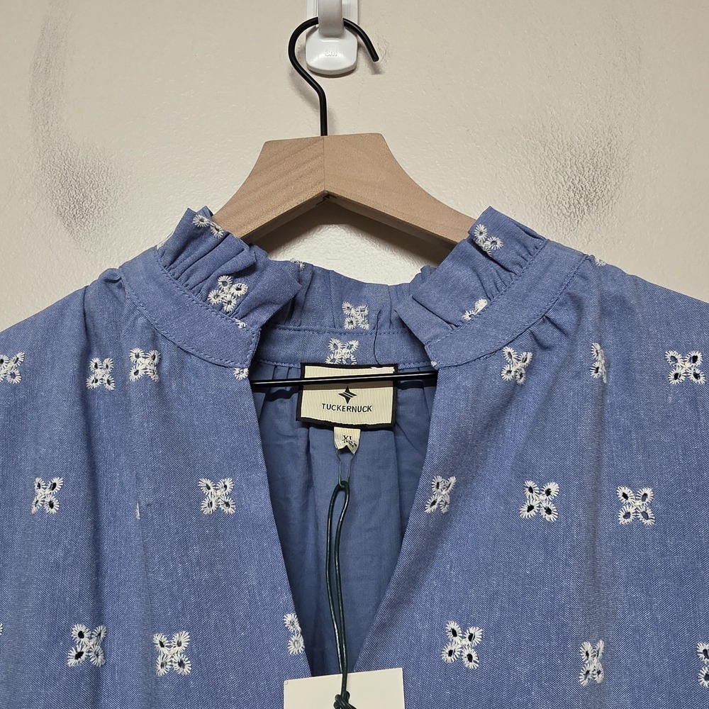 TUCKERNUCK Chambray Embroidered Crawford Dress Sz XL NWT Retail $188 Tuckernuck - Picture 5 of 9